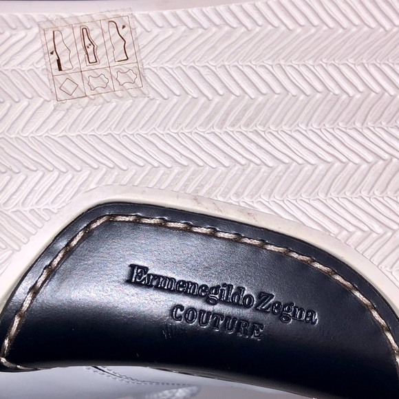 New $1150 Ermenegildo Zegna Couture's Tiziano white leather sneakers size 12 - Picture 11 of 14